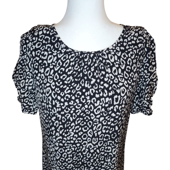 Joie Angeni Black White Leopard Print Puff Sleeve Mini Dress Women's Size XS - Picture 6 of 14